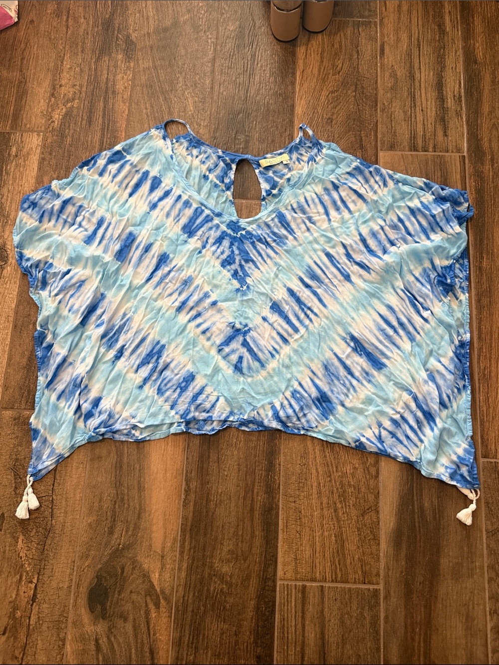 Santiki Blue Tie-Dye V-Neck coverup